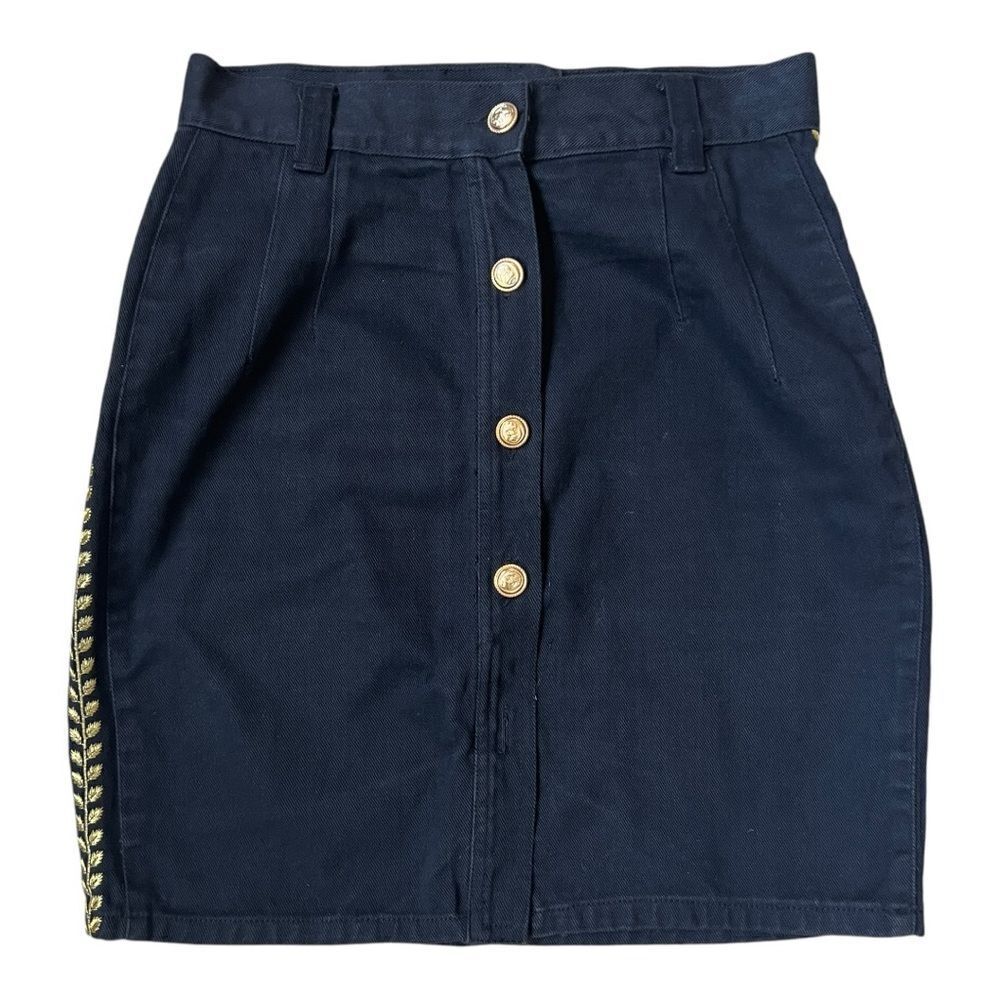 DAKOTA BLUE Star Black Vintage 90’s Jean Denim Gold Detail Skirt Size 11